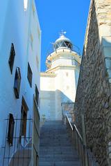 Typical street in Peñíscola with view of Castillo del Papa Luna