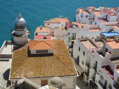 Peníscola lighthouse viewed from the terrace of the Castle