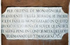 historical plaque near Ponte Sisto in Rome