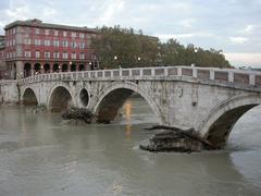 Ponte Sisto in Rome, Italy, with the Tiber River flowing beneath it