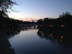 Ponte Sisto bridge during twilight in Italy