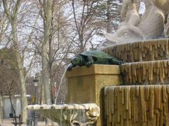 Detail of Fuente de los Galápagos in Retiro Park, Madrid