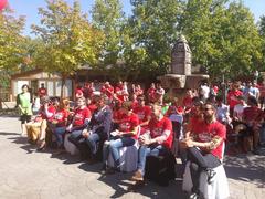 Marta Higueras inaugurating GayDay at the Parque de Atracciones de Madrid