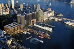 Hong Kong with a busy port as seen from Sky100 observation deck