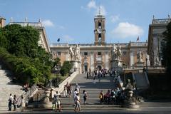 The Cordonata, the Dioscuri, and the Palazzo Senatori in Rome