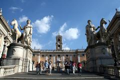 Cordonata, Dioscuri statues, and Palazzo Senatorio in Rome