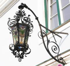 wrought iron wall bracket with hexagonal lantern in Purkersdorf, Austria