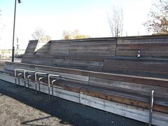 Wooden seating tribune at Baakenpark in Hamburg