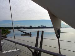 Humber Bay Arch Bridge with CN Tower in the background