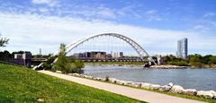 Humber Bay Arch Bridge in Toronto on a clear day