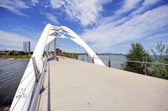 Humber Bay Arch Bridge in Toronto on a sunny day