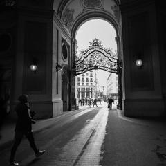 View from Michaelerkuppel towards Michaelerplatz and Kohlmarkt in Vienna