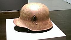 Austro-Hungarian World War I helmet exhibition at Leopold Museum in Vienna