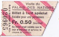 Special ticket for Palais des Nations visit in 1967