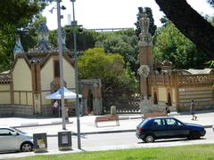 Panoramic view of Barcelona cityscape with Sagrada Familia and coastline