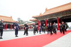 Taiwan President arriving at Zhonglie Shrine in Taipei