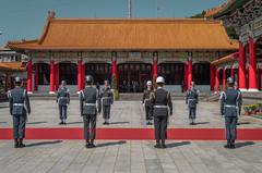 Presidential ceremony in Taiwan, honor guards in front of the main hall