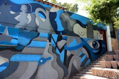 Mural by Gabriel Maulen on the facade of La Chascona in Santiago de Chile.