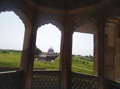 View of site through terrace of the tomb