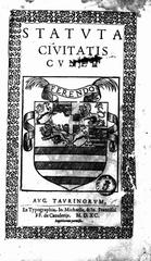 Frontispiece of Statuta civitatis Cunei, 1590