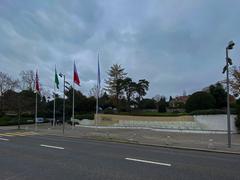 Fountain at the entrance of the Olympic Museum of Lausanne, Switzerland