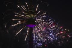 Fireworks display at Olympiaturm