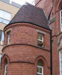 Ikon Gallery in Birmingham with an art installation involving a board hanging out of a 2nd floor window