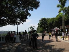 Imbiah Lookout in Sentosa with lush greenery and visitors