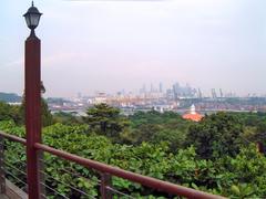 View of Imbiah Lookout on Sentosa Island with lush greenery and modern structures