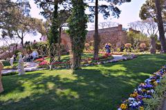 View of Giardini di Augusto in Capri with Mediterranean Sea in the background