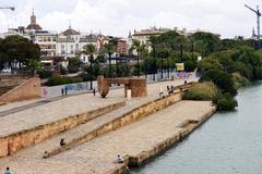 Triana Bridge connecting Triana neighborhood with Center City in Seville