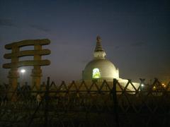 Shanti Stupa Delhi in the evening