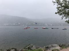 Gérardmer lake in rain and fog