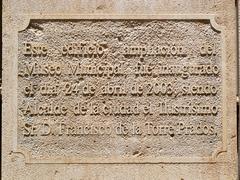 Plaque on the extension of the Museo del Patrimonio Municipal building in Málaga, Spain