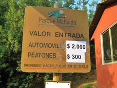 Park Mahuida entrance prices in La Reina, Santiago, Chile, 2009