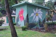 Painted utility shed at La Bombilla Park