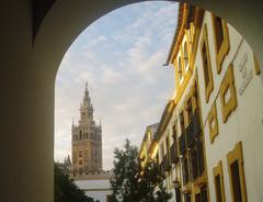 La Giralda tower viewed from the Patio de Banderas in Seville