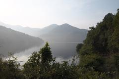 Pelhar Lake view with lush greenery