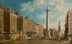 The Monument to the Great Fire of London painting by an anonymous British School artist, 1750