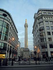 The Monument to the Great Fire of London at dusk