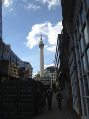 The Monument in London with a clear sky in the background