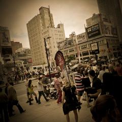 Crowds at Dundas and Yonge intersection in July 2011