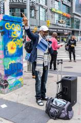 Preacher at Yonge Dundas Square Toronto