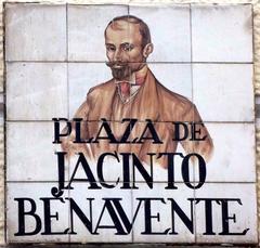 Sign of Plaza de Jacinto Benavente in Madrid