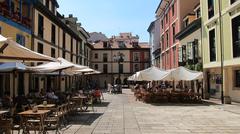 Panoramic view of Oviedo, Spain with historical buildings and green hills