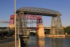 aerial view of Nicolás Avellaneda transporter bridge over Río Riachuelo