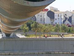 Madrid Rio urban park under Perrault bridge 2018