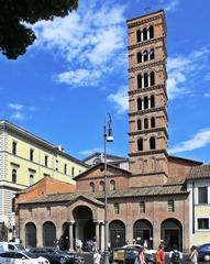 Facade and bell tower of Santa Maria in Cosmedin, Rome