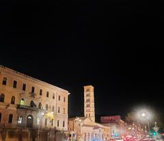 Basilica di Santa Maria in Cosmedin illuminated at night, Rome