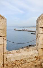 Harbour of Rethymno seen from Fortezza in Crete, Greece